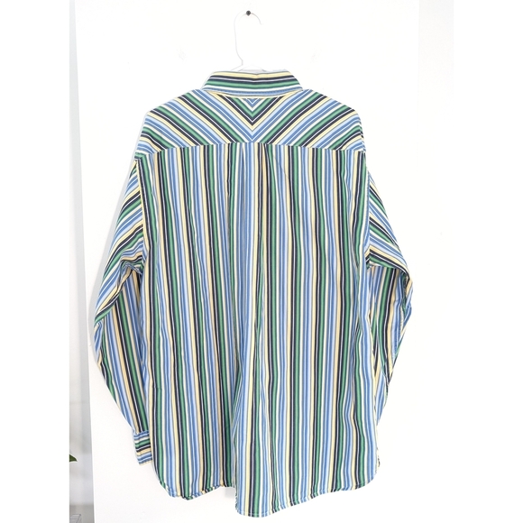 *Tommy Hilfiger 80's 2-plys Button Up Men's Striped Shirt - Size Large - Picture 6 of 7